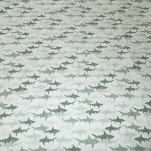 White With Grey Great White Sharks Twin Flat Bed sheet Boat House For Kids